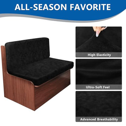 ANARACHON Leather Look RV Camper Dinette Cushion Covers, Washable RV Couch Cushion Covers Dinette Booth Seats Stretchable Camper Seat Covers (03 Black, 2 Sets) - color: 03 Black, size: 2 Sets