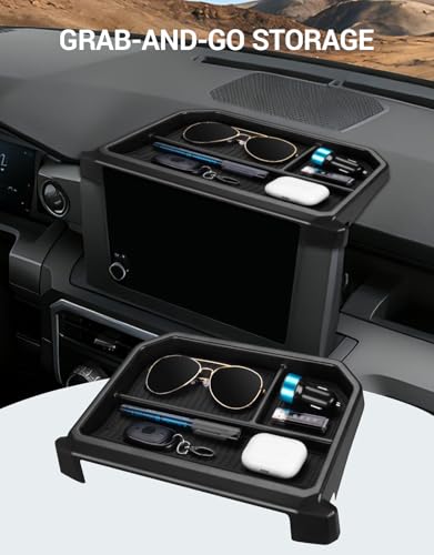 Ecarzo Dashboard Storage Box for Toyota Tacoma 2024 2025 2026, 8-Inch Screen Rear Tray Organizer, ABS Dashboard Storage Tray with Anti-Slip Liner, Center Console Accessory for Daily Essentials - size: Toyota Tacoma 2024-2026 8-Inch Screen Rear Tray
