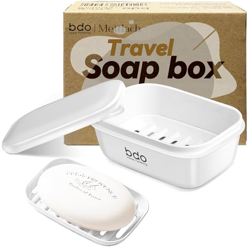 PEISAINOX Travel Soap Case with Lid,Leakproof Soap Holder with Drainage Layer, Travel Essentials Soap Containers, Portable Soap Bar Dish for Camping, Gym, Bathroom,Kitchen,Dormitory,Hotel(White) - color: White