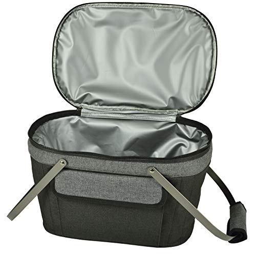 Picnic at Ascot Patented Insulated Folding Picnic Basket Cooler- Designed & Quality Approved in the USA - color: Charcoal