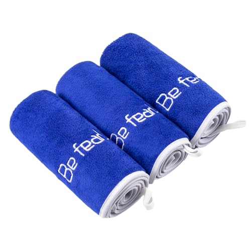Microfiber Gym Towel Set for Men Women, Super Soft and Quick-Drying Towels for Fitness, Yoga, Cycling, Swimming (Navy Blue, 3 Pack) - color: Navy Blue