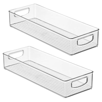 iDesign Slim Extra Long Clear Storage Bin, 2-Pack | Narrow, Stackable, Kitchen or Pantry Organizer - size: 16 x 6 x 3, style: Pack of 2