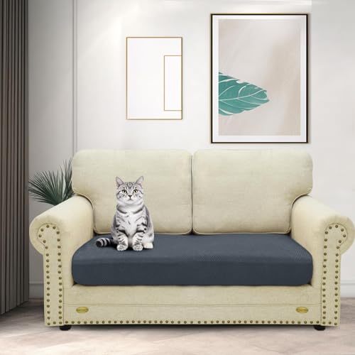 ZNSAYOTX Stretch Cushion Covers Sofa Loveseat Cushion Couch Seat Covers Slipcovers Soft Replacement Unique Pattern Furniture Protector with Elastic Bottom (Dark Gray, 1 Pc 2-Seat Cushion Cover) - color: Dark Gray, size: 1 Cushion Loveseat