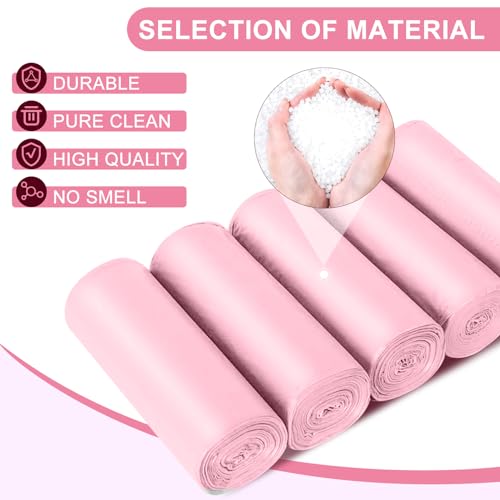 5 Rolls Small Trash Garbage Bags, 2.6 Gallon Strengthen Trash Bags, Durable Plastic Bags for Kitchen Office Home Bedroom Garden Waste Bin, Fit 10 Liter Trash-Can-Liners, 100 Count (Pink) - color: Pink