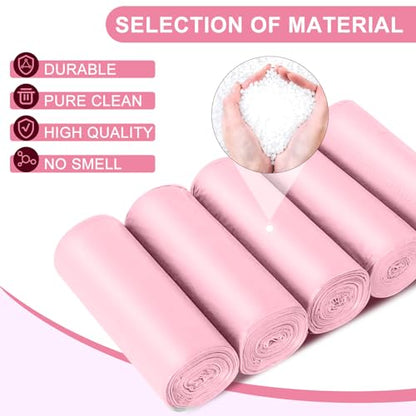 5 Rolls Small Trash Garbage Bags, 2.6 Gallon Strengthen Trash Bags, Durable Plastic Bags for Kitchen Office Home Bedroom Garden Waste Bin, Fit 10 Liter Trash-Can-Liners, 100 Count (Pink) - color: Pink