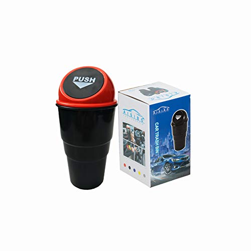 Mini Car Auto Garbage Trash Can Automotive Vehicle Waste Storage Fits Cup Holder for Office Desk Trash Can (Red) - color: Red