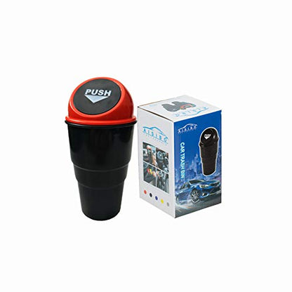 Mini Car Auto Garbage Trash Can Automotive Vehicle Waste Storage Fits Cup Holder for Office Desk Trash Can (Red) - color: Red