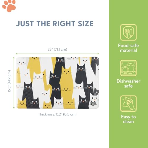 The Cat Ladies Cats Feeding Mat - Waterproof Dishwasher Safe Small Pet Eating Placemat - Cat Dog Food Mats for Food and Water Bowl - Protect Floors from Mess - Black & Yellow Cats - color: Black and Yellow Cats