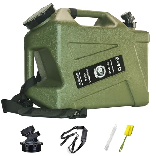 5 Gallon Water Jug with Spigot, BPA Free Leak-Proof Camping Water Container, Portable Emergency Water Storage for Outdoor Hiking, Camping, Home Use, Camping Essentials - color: 5gal-green