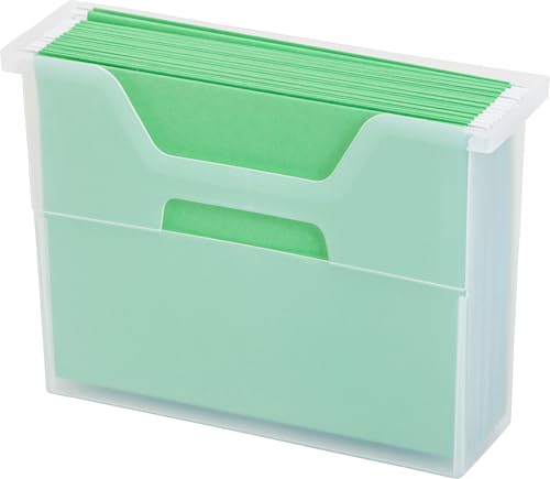 IRIS USA Small Portable Desktop File Box with Open Top, Side Handles, Hanging File Folders, Tabs & Inserts, Letter Size, For Magazines Newspapers Mail Books Notebooks Binder Homework, Clear - size: 1 - Pack, style: Open Top Bin (S - Clear)