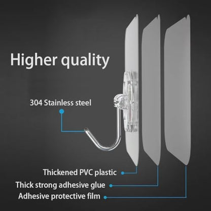 Adhesive Wall Hook, Set Heavy-Duty Thickened self-Adhesive Hook，16Pcs，33lb max Loading，Transparent, Waterproof, Bathroom, Outdoor, Kitchen, Doors, Practical Tools. - size: 2.3″*2.3″ 33lb max