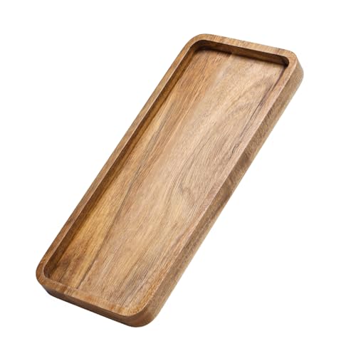 Wooden Bathroom Vanity Tray, 11.8" Decorative Wood Trays for Home Kitchen, Acacia Wood