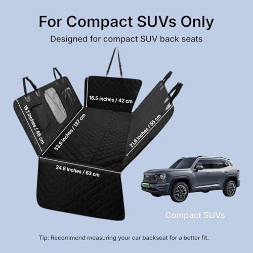Back Seat Extender for Dogs, Semi-Hard Bottom Car Seat Cover for Dog, Waterproof & Anti-Scratch, Upgraded Support, Easy to Install and Clean, Fits Compact SUVs Only - style: Hard Bottom