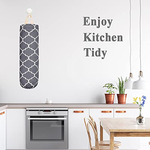 Plastic Bag Holder, Washable Grocery Bag Holder for Plastic Bags, Strong Plastic Bag Storage Dispenser with Hanging Loop, Wall Mount Trash Bag Dispenser for Home Kitchen Cabinet (Dark Grey) - color: Dark Gray
