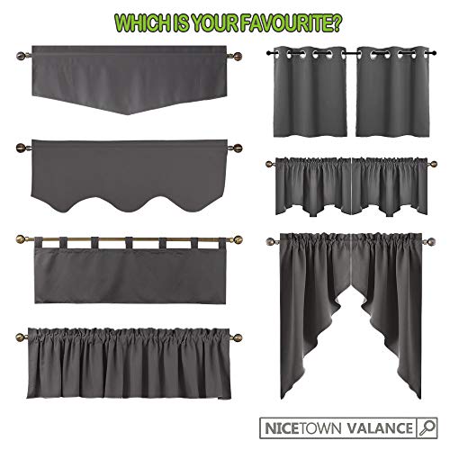 NICETOWN Room Darkening Rod Pocket Kitchen Tier Curtains - Tailored Scalloped Valance Swags (Biscotti Beige, 2 Pieces, 72 inches Wide Combined, 36 inches Long) - color: Biscotti Beige, size: 36"W x 36"L (Pack of 2)