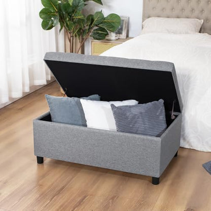 Joveco Rectangular Lift Top Storage Ottoman Bench,Linen Storage Bench for Living Room Entryway Bedroom,Linen Gray - color: Linen Gray