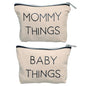 Pearhead Mommy and Baby Things Pouch Set, Canvas Zipper Organizer Bags for Diaper Bag and Travel, Cosmetic and Makeup Bag for Mom - color: Mommy and Baby Travel Pouches