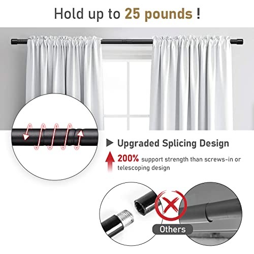 Black Curtain Rods for Windows 28 to 48 Inch - 5/8 Inch Small Curtain Rod Set - Heavy Duty Cafe Drapery Rods with Brackets - Rustic Matte - size: 28''-48''