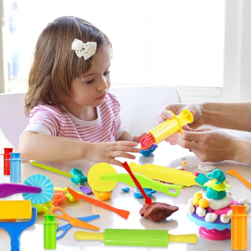 LCY WEDSHI Dough Tool Set, 15 Pcs Dough Tools Sets for Kids Ages 4-8, Dough Accessories Includes Cutters Roller, Rolling Pins, Safety Scissors, Plastic Knife - style: 15pcs