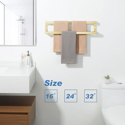 Alise Double Towel Bar, 24" Towel Racks for Bathroom Wall Mounted SUS304 Stainless Steel, Heavy Duty Bathroom Towel Holder, Quick Drying Towel Hanger, Brushed Gold - color: Gold, size: 24-inch