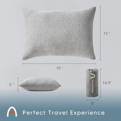 ACCURATEX Camping Pillow-100% Cotton Breathable Cover,Shredded Memory Foam Compressible Travel Pillow,Camping&Travel Accessories-Small Backpacking Pillow Camping Essentials for Sleeping,Car&Airplane - color: Grey