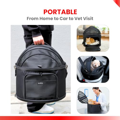 Crash-Tested 3-in-1 Portable Small Dog Car Seat, Cat Bed & Pet Carrier – CPS Certified for Crash Protection & Safe Travel (Black) - color: Black