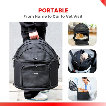 Crash-Tested 3-in-1 Portable Small Dog Car Seat, Cat Bed & Pet Carrier – CPS Certified for Crash Protection & Safe Travel (Black) - color: Black
