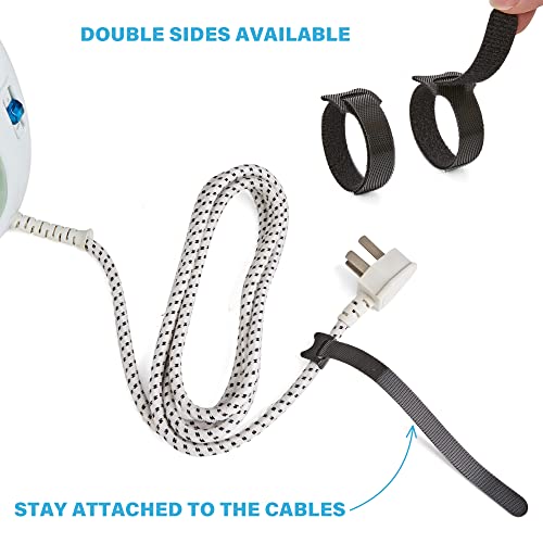 90 PCS Reusable Cable Ties with Hook and Loop, Multi-purpose Adjustable Cable Management Wire Ties Cable Straps for Organizing Home, Office and Data Centers (Black+White+Grey, 4"-6"-8") - color: Black+white+grey 4+6+8 In-90 Pcs