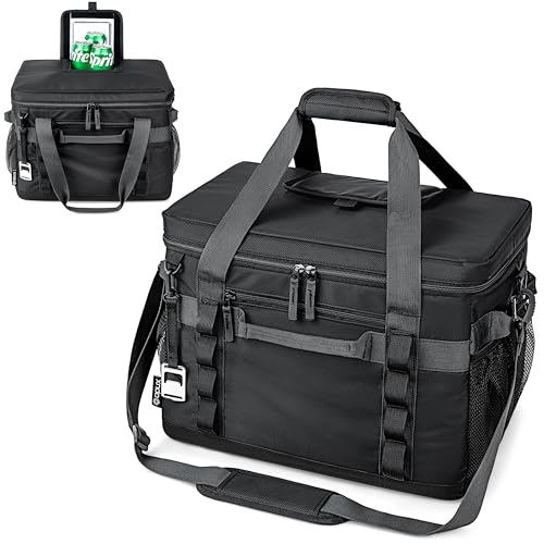 OPUX Collapsible Soft Cooler Bag, 48/60 Can Large Insulated Cooler, Leakproof Soft Sided Cooler with Shoulder Strap & Bottle Opener, Portable Foldable Travel Cooler for Beach, Camping, Road Trip - color: Black, size: 48 Cans