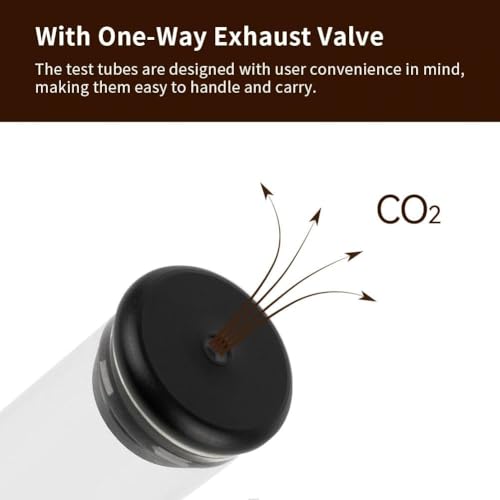 watchget Coffee Bean Container 6PCS Coffee Bean Cellars Tubes Single Dose Coffee Bean Storage with One-Way Exhaust Valve & Black Stand & Silicone Funnel- Organized Storage Solution - color: Black Aluminum Lid 6PCS