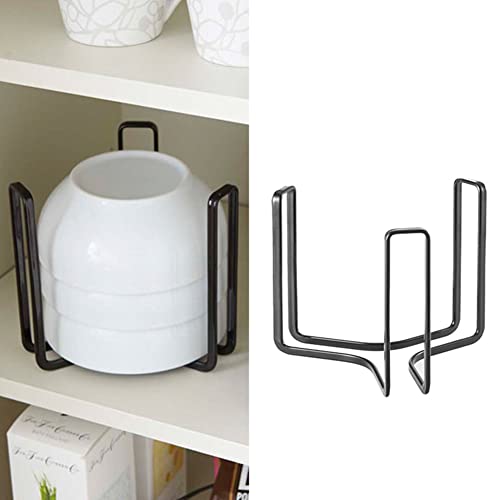 Dinnerware Bowl Plate Holder Fit for 6.5 Inches Diameters Bowl, Metal Bowl Storage Dying Display Rack for Kitchen Drawer, Countertop, Cabinet, Shelf, Cupboard (Black, Small 2PCS) - color: Black, size: Small 2PCS