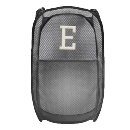 Collapsible Pop Up Laundry Hamper, Extra Large with Removable Initial Letter E, Mesh Foldable Laundry Basket, 28" x 16" x 16" (Black) - color: 1P BlackE