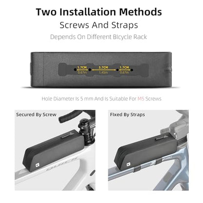 Rhinowalk Bike Frame Bag Waterproof Bicycle Top Tube Bag Cycling Tools Storage Bag for MTB Road Bike Accessory - color: black