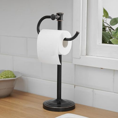 BESy 17 Inch Oil Rubbed Bronze Stand Towel Bar Hanger Hand Towel Bar Bathroom Vanity Countertop Towel Holder Free Standing Stainless Steel Towel Ring Hardware Accessories Towel Rack - color: Bronze