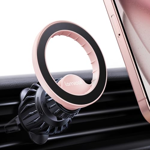 Lamicall for MagSafe Car Mount - [20 Super Magnets] Magnetic Phone Holders for Your Car, Air Vent Phone Holder Car, HandsFree Cell Phone Holder Mount Accessories for Women Men fit iPhone 17 Pro Pink - color: NEW Upgraded - Pink