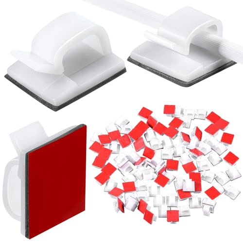 Blulu 100 Pcs Adhesive Cable Clips Bulk Wire Holder for Cord Organizer Clips Cable Management Outdoor Light Hooks for Christmas Wall String Lights Fairy Lights - color: White, size: Medium