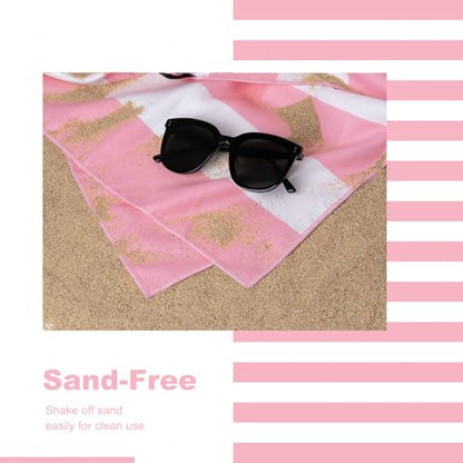 Your Choice Microfiber Beach Towel, Sand-Free Quick Dry Travel Towel, Oversized Compact Lightweight Recycled Towel for Pool Camping(67"x35"/60"x30") - color: C-malibu Pink, size: Extra Large(67x35")