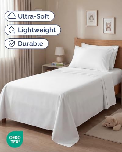 Twin 4 Piece Sheet Set - Comfy Breathable & Cooling - Ultra Soft Hotel Luxury Bedding Set with 8-16 Inch Deep Pockets - 1 Flat & 1 Fitted Sheet & 2 Pillowcases - Cozy, Wrinkle Free & Easy Care - White - color: 01 - White, size: Twin