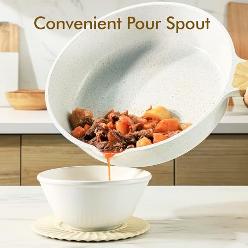 SENSARTE Nonstick Ceramic Cookware Set, 13-Piece Non-toxic Pots and Pans Set, Healthy Kitchen Cooking Set with Stay-Cool Handles, Silicone Tools and Pot Protectors, PFAS Free - color: White