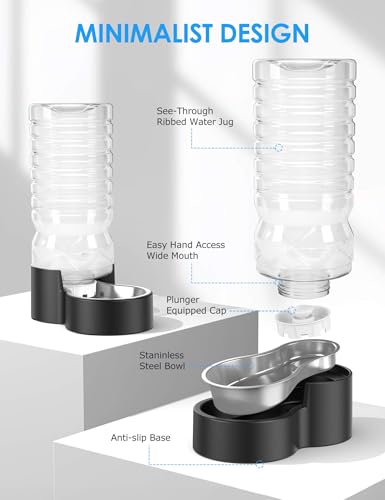 Heouvo 2.5 Gallon Automatic Dog Water Dispenser【Wide Mouth for Easy Hand-in Cleaning】【Removable Stainless Steel Bowl】, Gravity Refilling Large Capacity for Cats and Dogs, Multi-Pet Homes - size: 9.5L