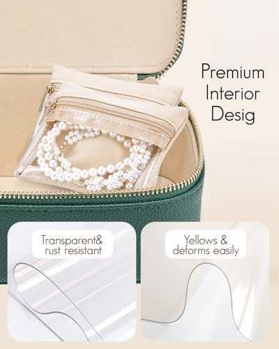 VLANDO Jewelry Travel Case,Travel Jewelry Organizer with Clear Velvet Jewelry Bags 12Pcs Zipper Pouch for Women Girl Gift-Green - color: D.12PCS Green