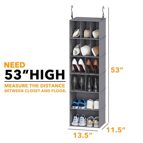 SpaceAid 2 Pack Hanging Closet Organizer and Storage with Dividers, 24 Compartments Hanging Shoe Shelves for Closet, Wardrobe, RV, Garment Rack - Grey - color: Grey