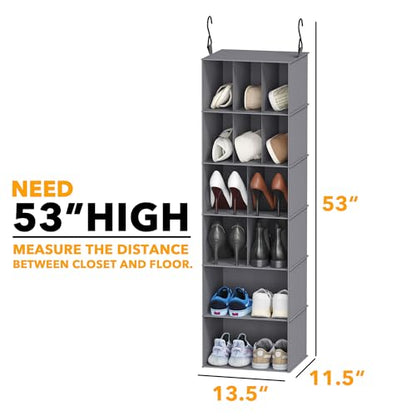 SpaceAid 2 Pack Hanging Closet Organizer and Storage with Dividers, 24 Compartments Hanging Shoe Shelves for Closet, Wardrobe, RV, Garment Rack - Grey - color: Grey
