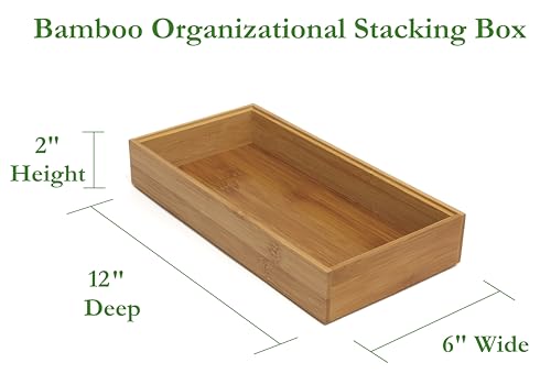 Lipper International 8185S Bamboo Wood Stacking Drawer Organizer Box, 6" x 12" - size: 6" x 12"