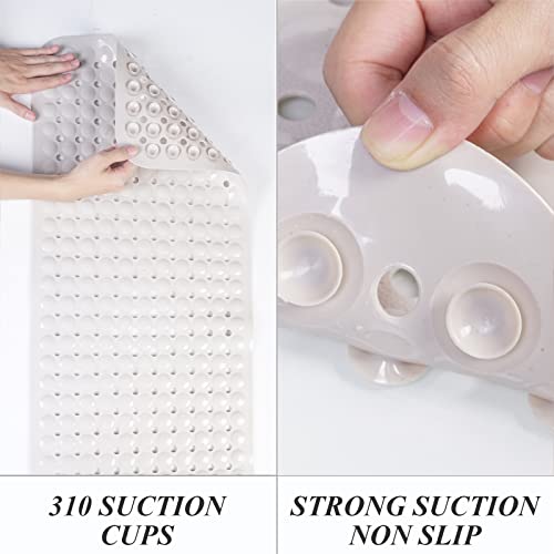 Sheepping Baby Bath Mat Non Slip Extra Long Bathtub Mat for Kids 40 X 16 Inch - Eco Friendly Bath Tub Mat with 310 Big Suction Cups,Machine Washable Shower Mat (Khaki) - color: Khaki
