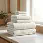 Great Bay Home Turkish Cotton 6 Piece Towel Set - Absorbent, Quick-Drying, Ribbed Bath Towels for Bathroom - Zero-Twist Fibers (Cream) - color: Cream