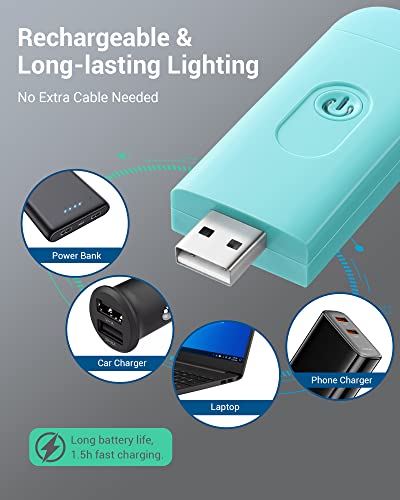 DEWENWILS USB Rechargeable Book Light for Reading in Bed, LED Book Reading Lights with Clip, Perfect for Bookworms, Kids, Warm White, Brightness Adjustable (Blue) - color: Blue