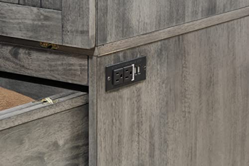Mega Solutions Murphybedz Tuscany Murphy Cabinet Chest Bed with Charging Station 6 Inch (Galaxy Grey, Queen) - color: Galaxy Grey, size: Queen (U.S. Standard)