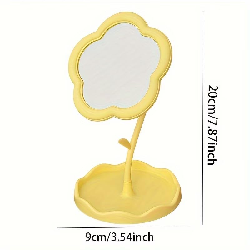 1pc Boxed Trumpet Flower-Shaped Cosmetic Mirror with high-Definition Glass and Adjustable Bracket-Very Suitable for Dressing Table-Flower-Shaped Design, Room Decoration for Beauty Lovers