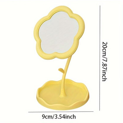 1pc Boxed Trumpet Flower-Shaped Cosmetic Mirror with high-Definition Glass and Adjustable Bracket-Very Suitable for Dressing Table-Flower-Shaped Design, Room Decoration for Beauty Lovers